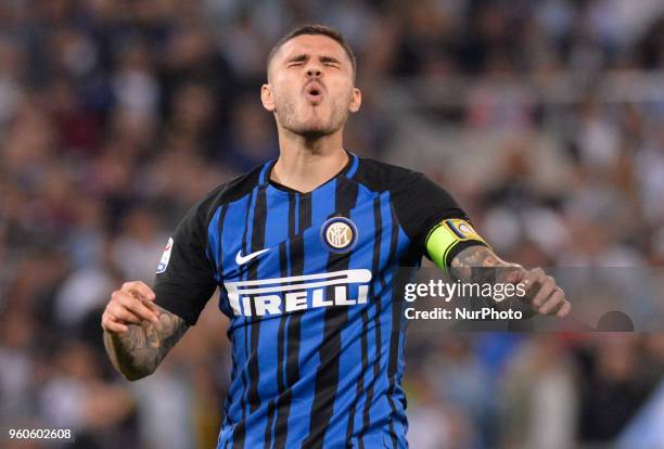 Mauro Icardi during the Italian Serie A football match between S.S. Lazio and F.C. Inter at the Olympic Stadium in Rome, on may 20, 2018.