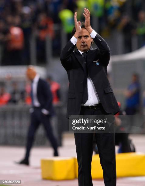 Simone Inzaghi during the Italian Serie A football match between S.S. Lazio and F.C. Inter at the Olympic Stadium in Rome, on may 20, 2018.