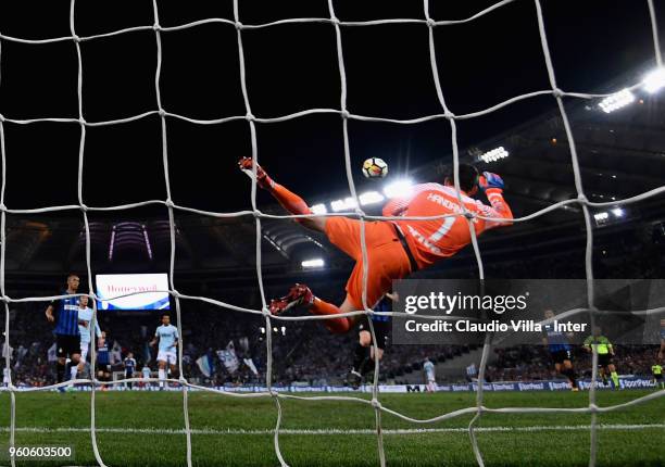 Samir Handanovic of FC Internazionale in action during the serie A match between SS Lazio and FC Internazionale at Stadio Olimpico on May 20, 2018 in...