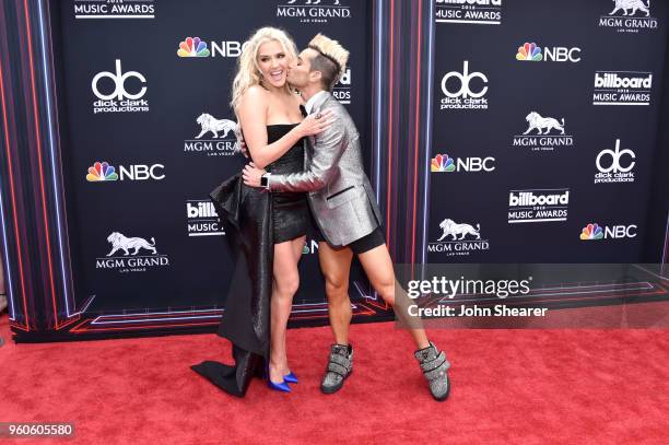 Recording artist Erika Jayne and dancer Frankie Grande attend the 2018 Billboard Music Awards at MGM Grand Garden Arena on May 20, 2018 in Las Vegas,...