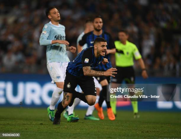 Mauro Icardi of FC Internazionale in action during the serie A match between SS Lazio and FC Internazionale at Stadio Olimpico on May 20, 2018 in...