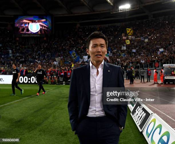Internazionale Milano board member Steven Zhang Kangyang becomes emotional at the end of the Serie A match between SS Lazio and FC Internazionale at...