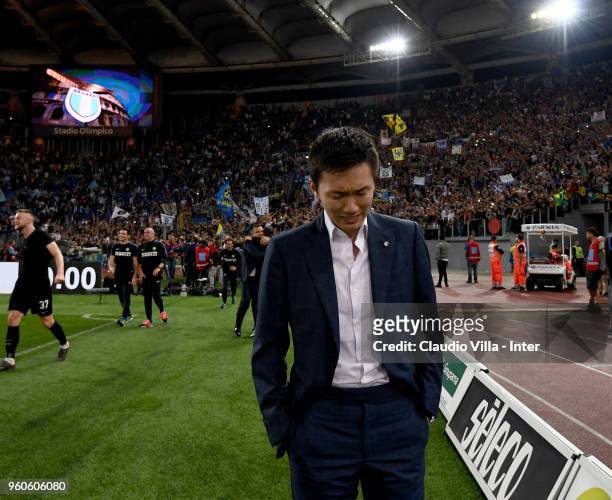 Internazionale Milano board member Steven Zhang Kangyang becomes emotional at the end of the Serie A match between SS Lazio and FC Internazionale at...