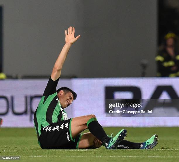 Federico Peluso of US Sassuolo during the serie A match between US Sassuolo and AS Roma at Mapei Stadium - Citta' del Tricolore on May 20, 2018 in...