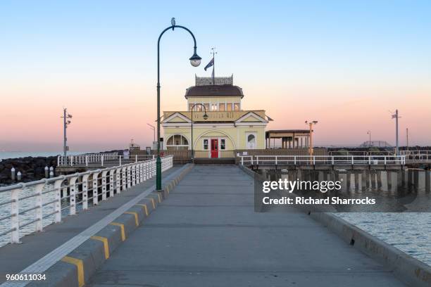 pavilion building on st kilda pier close to melbourne, australia - saint kilda imagens e fotografias de stock