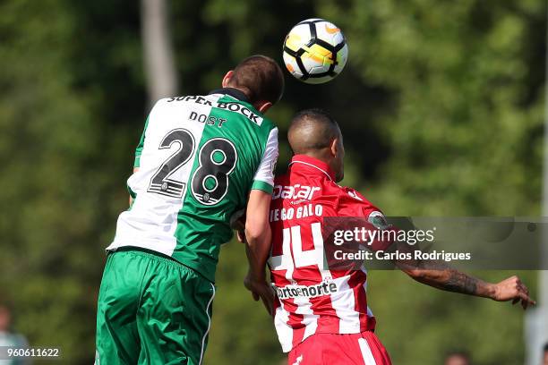 Sporting CP forward Bas Dost from Holland vies with CD Aves defender Diego Galo from Brazil for the ball possession during the Portuguese Cup Final...