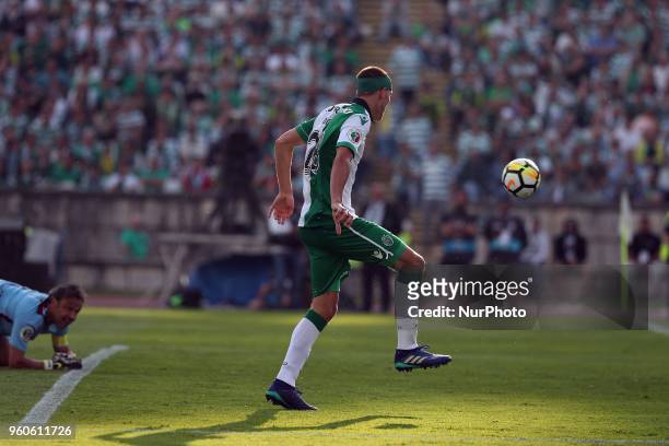 Sporting's forward Bas Dost from Holland misses an opportunity to score during the Portugal Cup Final football match CD Aves vs Sporting CP at the...