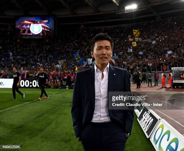 Internazionale Milano board member Steven Zhang Kangyang becomes emotional at the end of the serie A match between SS Lazio and FC Internazionale at...