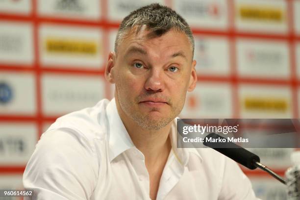 Sarunas Jasikevicius, Head Coach of Zalgiris Kaunas during the 2018 Turkish Airlines EuroLeague F4 Third Place Game between CSKA Moscow v Zalgiris...