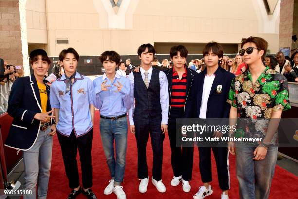 Musical group BTS attend the 2018 Billboard Music Awards at MGM Grand Garden Arena on May 20, 2018 in Las Vegas, Nevada.