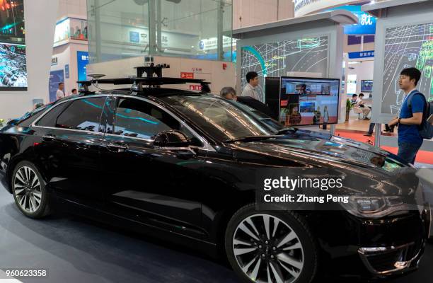 Unmanned driving system shown on the 2nd World Intelligence Congress, held in Tianjin Meijiang Exhibition Center from May 16-18, 2018. The system is...