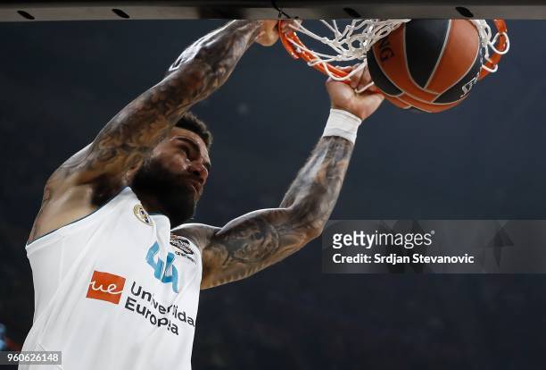Jeffery Taylor of Real Madrid dunk a ball during the Turkish Airlines Euroleague Final Four Belgrade 2018 Final match between Real Madrid and...