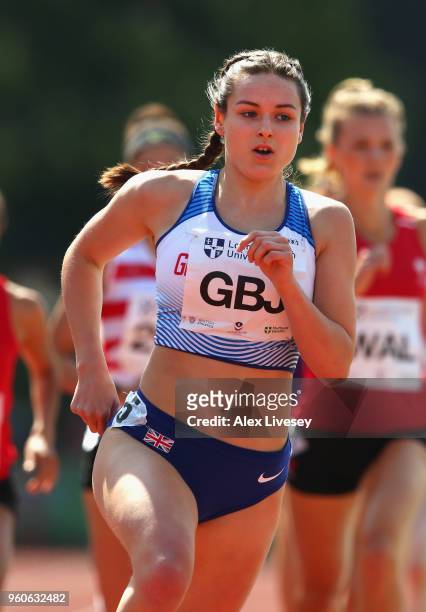 Isabella Boffey of Great Britain Juniors competes in the Women's 800m during the Loughborough International Athletics event on May 20, 2018 in...