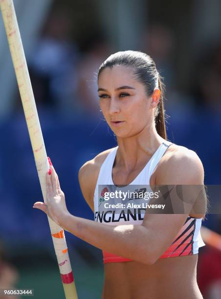 Jade Ive of England competes in the Women's Pole Vault during the Loughborough International Athletics event on May 20, 2018 in Loughborough, England.