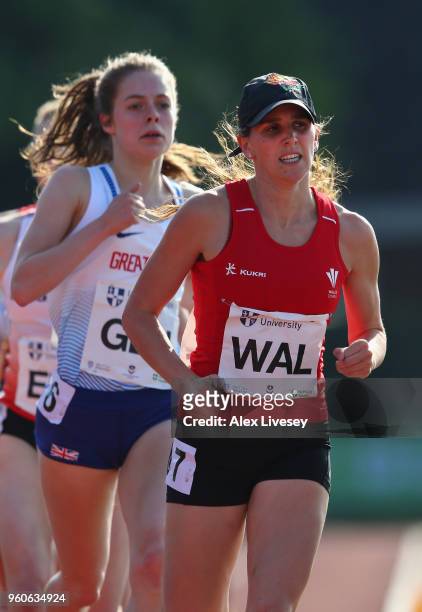 Ffion Price of Wales in action during the Women's 1500m race at the Loughborough International Athletics event on May 20, 2018 in Loughborough,...