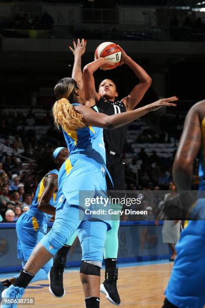 Marissa Coleman of the New York Liberty shoots the ball against the Chicago Sky on May 6, 2018 at the Wintrust Arena in Chicago, Illinois. NOTE TO...