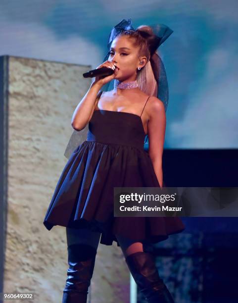 Recording artist Ariana Grande performs during the 2018 Billboard Music Awards at MGM Grand Garden Arena on May 20, 2018 in Las Vegas, Nevada.