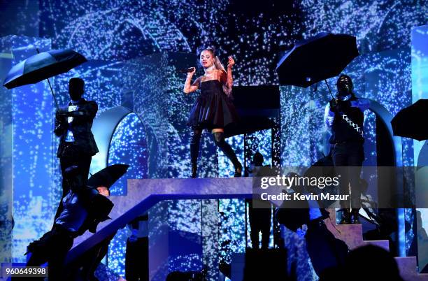 Recording artist Ariana Grande performs during the 2018 Billboard Music Awards at MGM Grand Garden Arena on May 20, 2018 in Las Vegas, Nevada.