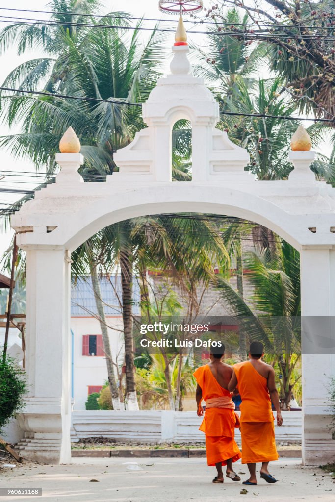 Laotian monks at Buddhist monastery