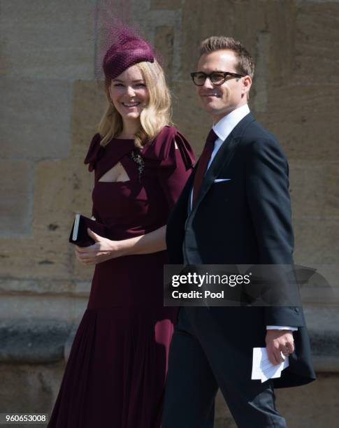 Gabriel Macht and Jacinda Barrett attend the wedding of Prince Harry to Ms Meghan Markle at St George's Chapel, Windsor Castle on May 19, 2018 in...