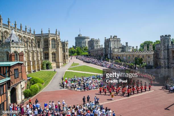 General view of the wedding of Prince Harry to Ms Meghan Markle at St George's Chapel, Windsor Castle on May 19, 2018 in Windsor, England. Prince...