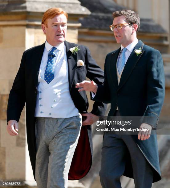 Mark Dyer and Jack Brooksbank attend the wedding of Prince Harry to Ms Meghan Markle at St George's Chapel, Windsor Castle on May 19, 2018 in...