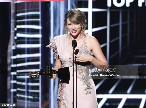 Recording artist Taylor Swift accepts the Top Female Artist award onstage during the 2018 Billboard Music Awards at MGM Grand Garden Arena on May 20,...