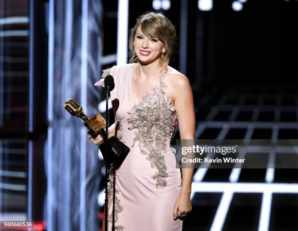 Recording artist Taylor Swift accepts the Top Female Artist award onstage during the 2018 Billboard Music Awards at MGM Grand Garden Arena on May 20,...