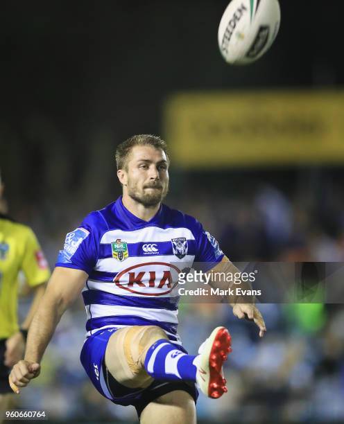 Kieran Foran of the Bulldogs kicks the ball during the round 11 NRL match between the Cronulla Sharks and the Canterbury Bulldogs at Southern Cross...