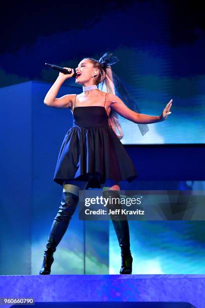 Ariana Grande performs onstage during the 2018 Billboard Music Awards at MGM Grand Garden Arena on May 20, 2018 in Las Vegas, Nevada.