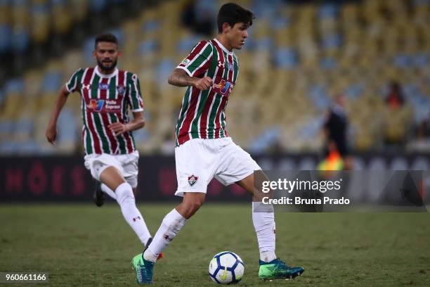 Pedro Santos of Fluminense runs for the ball during a match between Fluminense and Atletico PR as part of Brasileirao Series A 2018 at Maracana...