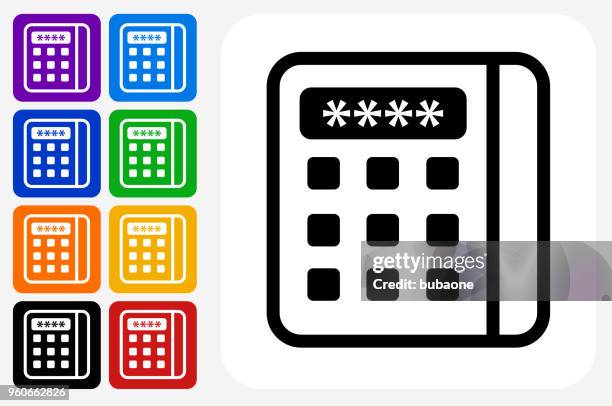 credit card machine icon square button set - difference machine stock illustrations