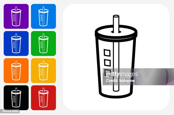 coffee cup icon square button set - multiple coffee cups stock illustrations