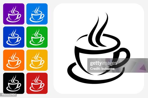 coffee cup icon square button set - multiple coffee cups stock illustrations
