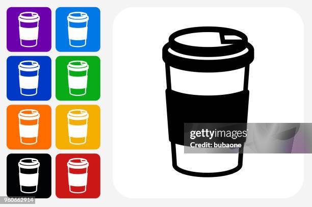 coffee cup icon square button set - multiple coffee cups stock illustrations