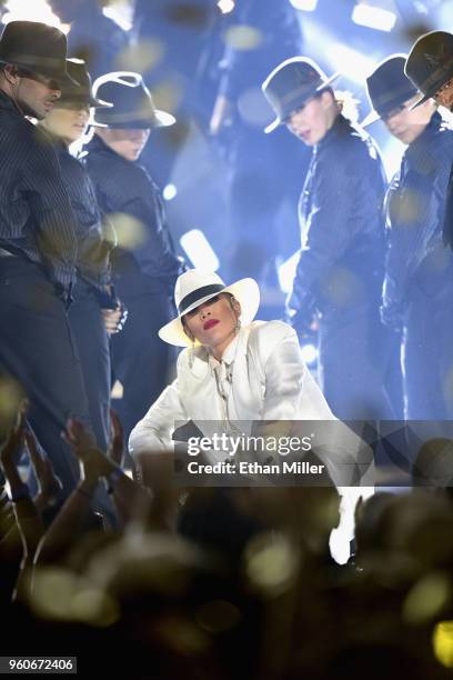 Recording artist Jennifer Lopez performs onstage during the 2018 Billboard Music Awards at MGM Grand Garden Arena on May 20, 2018 in Las Vegas,...