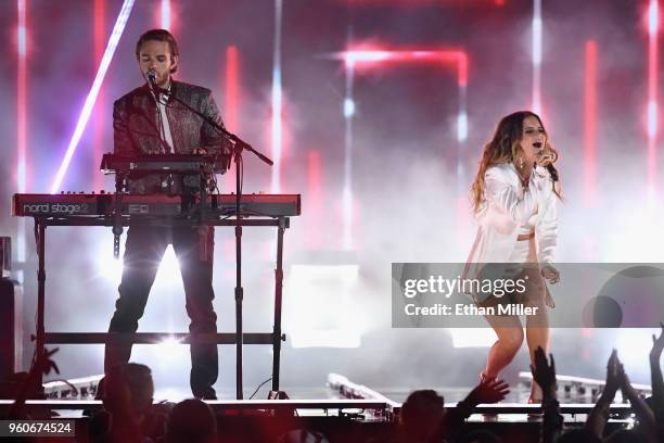 Producer Zedd and recording artist Maren Morris perform onstage during the 2018 Billboard Music Awards at MGM Grand Garden Arena on May 20, 2018 in...