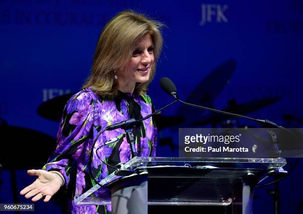 Caroline Kennedy speaks at the John F. Kennedy Library at the annual JFK Profile in Courage Award on May 20, 2018 in Boston, Massachusetts. This year...