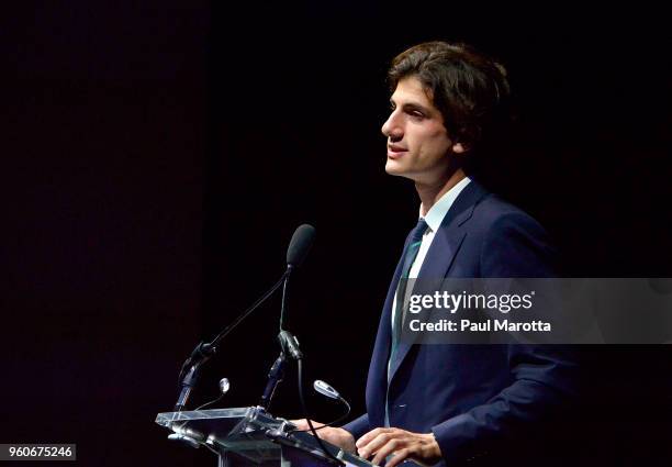 Jack Schlossberg speaks at the John F. Kennedy Library at the annual JFK Profile in Courage Award on May 20, 2018 in Boston, Massachusetts. This year...