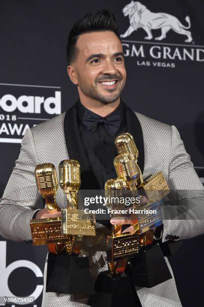 Recording artist Luis Fonsi poses in the press room during the 2018 Billboard Music Awards at MGM Grand Garden Arena on May 20, 2018 in Las Vegas,...