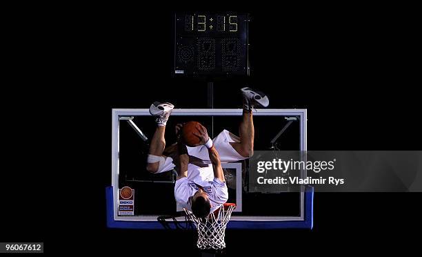 Member of the 'Face Team' performs at the half time of the Beko Basketball Bundesliga ALL STAR game at Telekom Dome on January 23, 2010 in Bonn,...