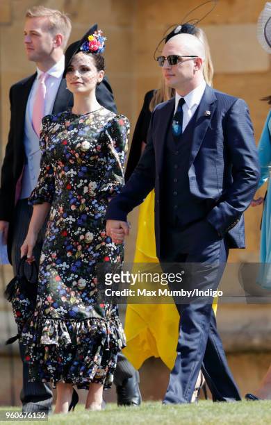 Charlotte Riley and Tom Hardy attend the wedding of Prince Harry to Ms Meghan Markle at St George's Chapel, Windsor Castle on May 19, 2018 in...