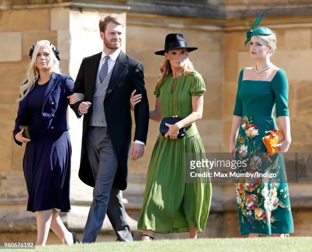 Lady Eliza Spencer, Louis Spencer, Viscount Althorp, Victoria Lockwood and Lady Kitty Spencer attend the wedding of Prince Harry to Ms Meghan Markle...