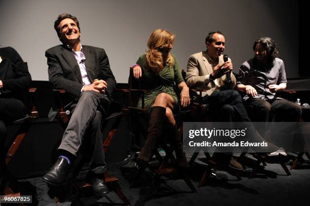 Producers Lawrence Bender, Lori McCreary, Jonas Rivera and Jason Reitman participate in a Q & A discussion at the Producers Guild Awards Nominees...