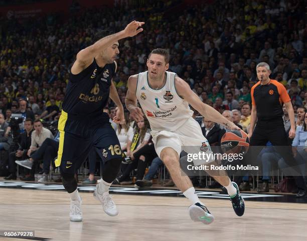 Fabien Causeur, #1 of Real Madrid in action during the 2018 Turkish Airlines EuroLeague F4 Championship Game between Real Madrid v Fenerbahce Dogus...