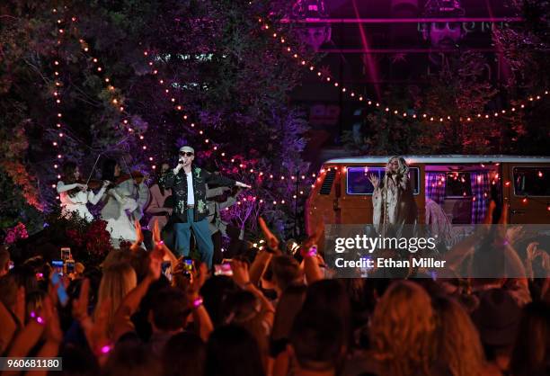 Macklemore and Kesha perform during the 2018 Billboard Music Awards at Toshiba Plaza on May 19, 2018 in Las Vegas, Nevada.