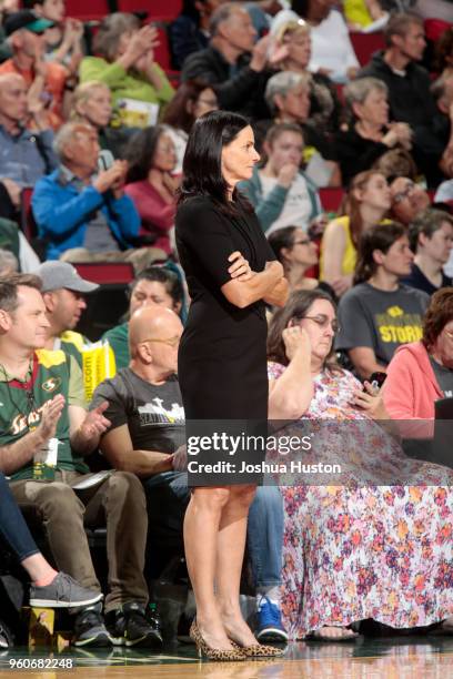 Head Coach Sandy Brondello of the Phoenix Mercury looks on during the game against the Seattle Storm on MAY 20, 2018 at KeyArena in Seattle,...