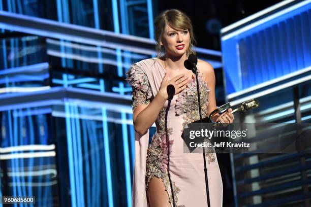 Recording artist Taylor Swift accepts the Top Female Artist award onstage during the 2018 Billboard Music Awards at MGM Grand Garden Arena on May 20,...