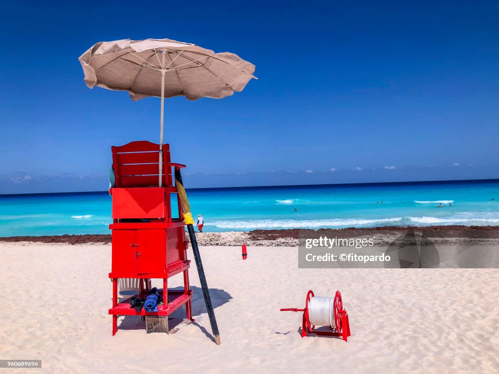 Lifeguard post by the shore