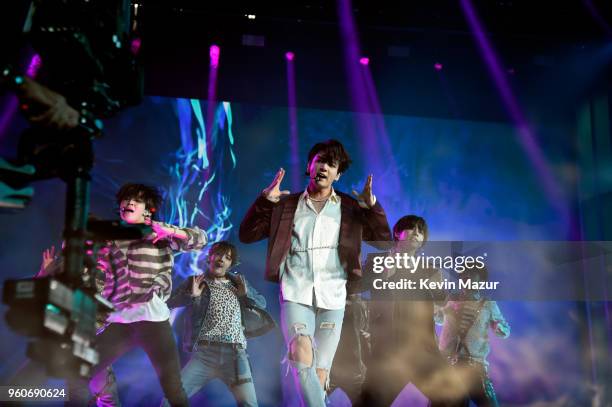 Musicial group BTS performs onstage at the 2018 Billboard Music Awards at MGM Grand Garden Arena on May 20, 2018 in Las Vegas, Nevada.